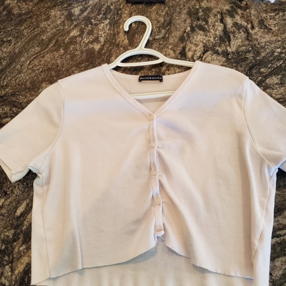 Brandy Melville White Cropped Shirt (Jessie top)